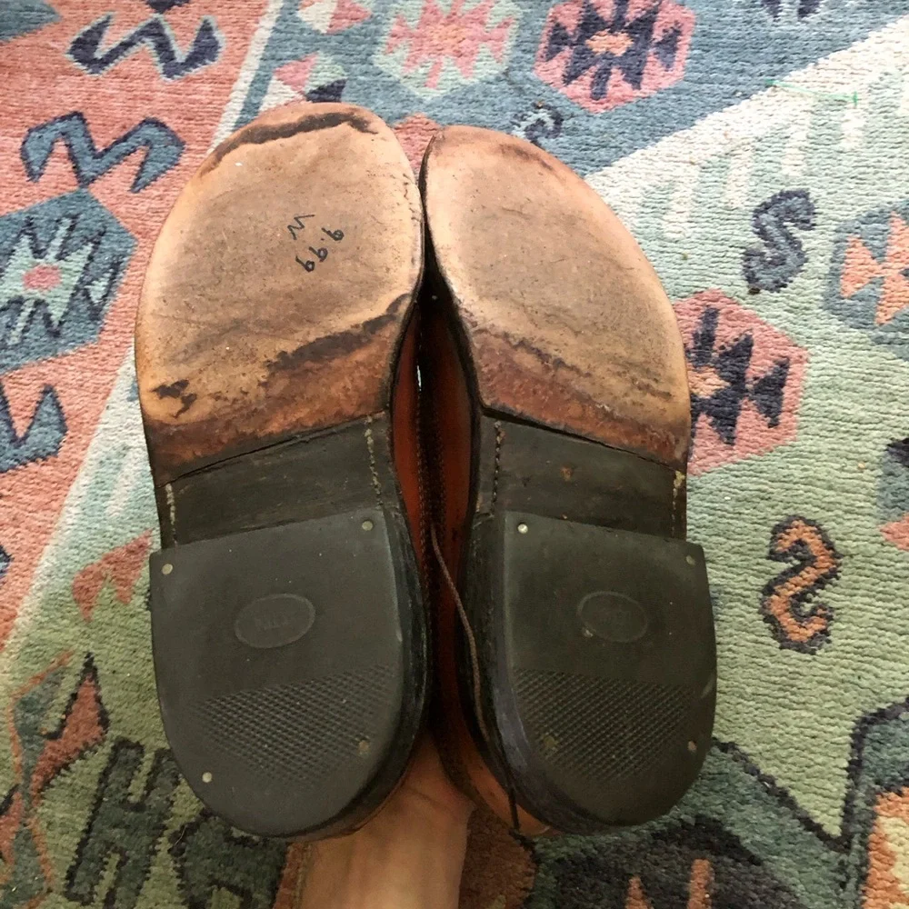 Vintage Wooden Soled Wingtip Shoes